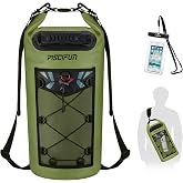 Piscifun Dry Bag, Waterproof Floating Backpack 10L/20L/30L/40L | Waterproof Phone Case, Adjustable shoulder straps, Roll-top closure keeps gear dry, Ideal for Boating, Kayaking, Fishing