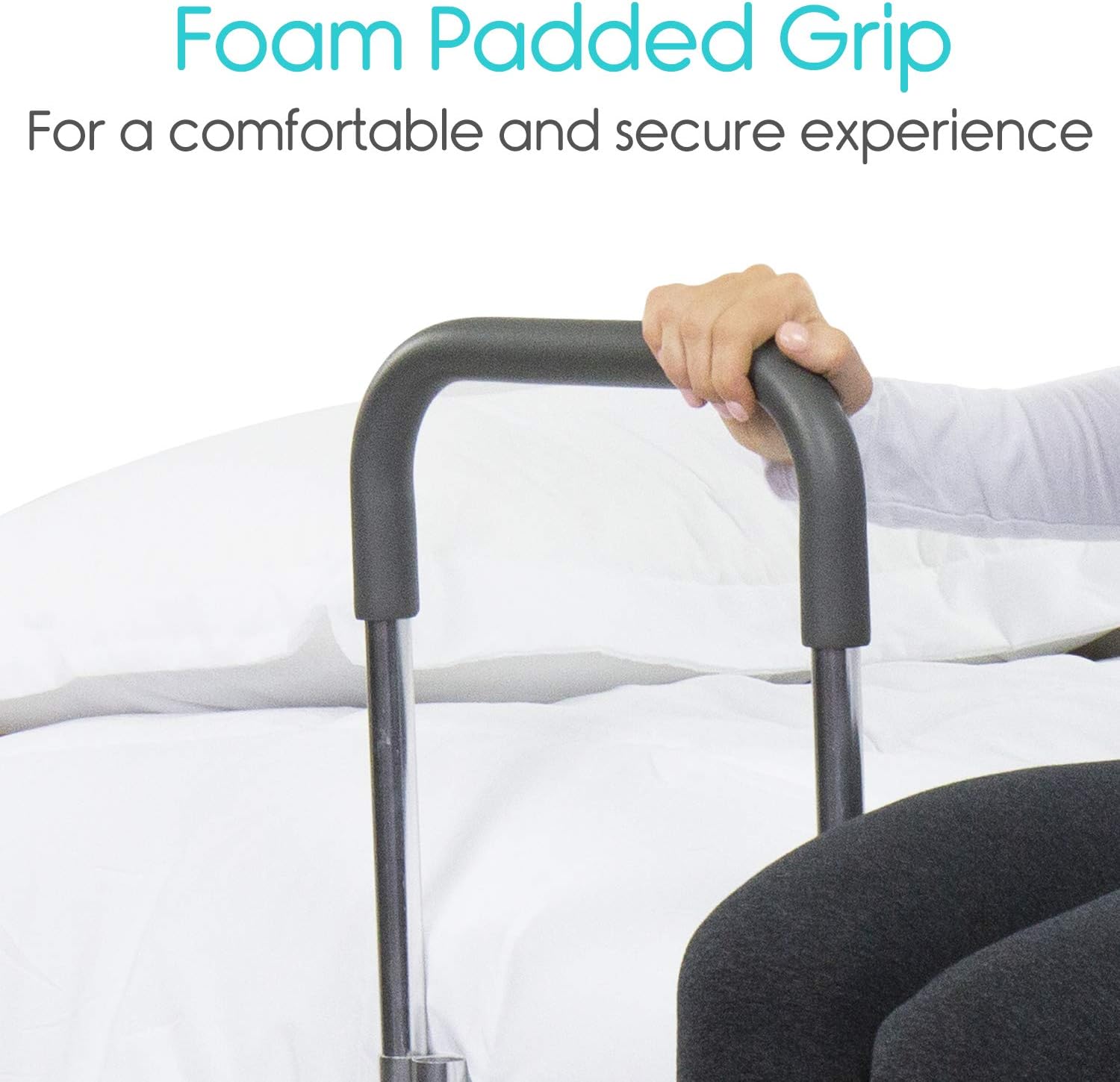 Vive Bed Rail - Compact Assist Railing for Elderly Seniors, Handicap, Kids - Standing Bar Handle with Fall Prevention Guard - Adjustable Bedrail Cane fits King, Queen, Full, Twin - Stability Grab Bar: Health & Personal Care