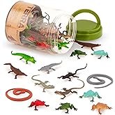 Terra by Battat – 60 Pieces Lizard Animal Tube – Realistic Plastic Reptile & Amphibian Figurines – Frog, Alligator, Snake & M