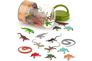Terra by Battat – 60 Pcs Lizards Animal Tube – Realistic Plastic Animal Toys – Reptile & Amphibian Figurines – Frog, Alligator, Snake & More for Kids and Toddlers 3+