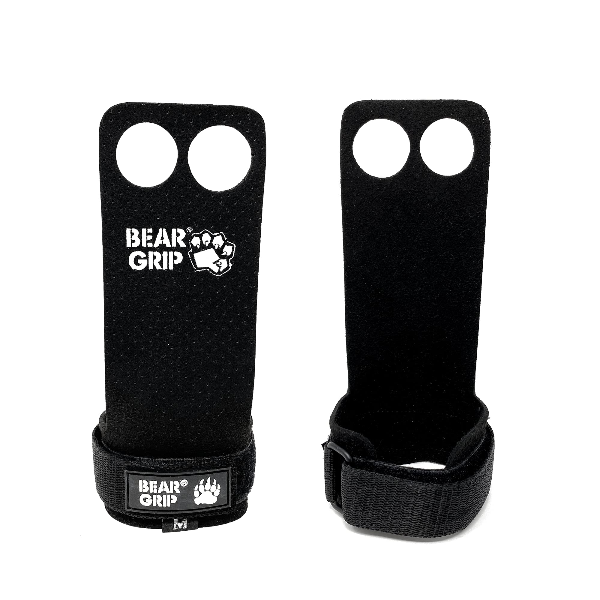 BEAR GRIP - Crossfit Grip MicroFibre Black (MicroFibre Black 2 Hole, XL)