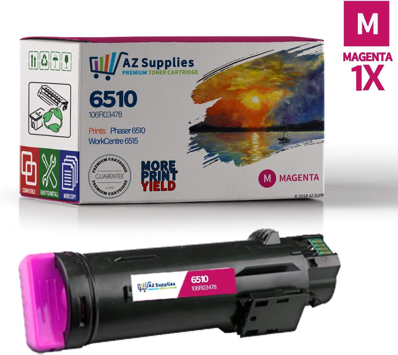 AZ Compatible Toner Cartridge Replacement for Xerox 6510 (106R03478) - 1 Magenta