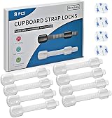 Norjews 8 Pack Cabinet Locks Baby Proofing, Adjustable Cupboard Drawer Safety