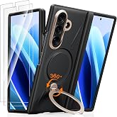 TORRAS Q3 VegSkin for Galaxy Z Fold 8 Ultra Case Leather, Magnetic Stand | Fit for MagSafe, Full Hinge Protection, 2 Screen Protectors, Easy-Clean Silicone Leather Case for Samsung Fold 8 Ultra, Black