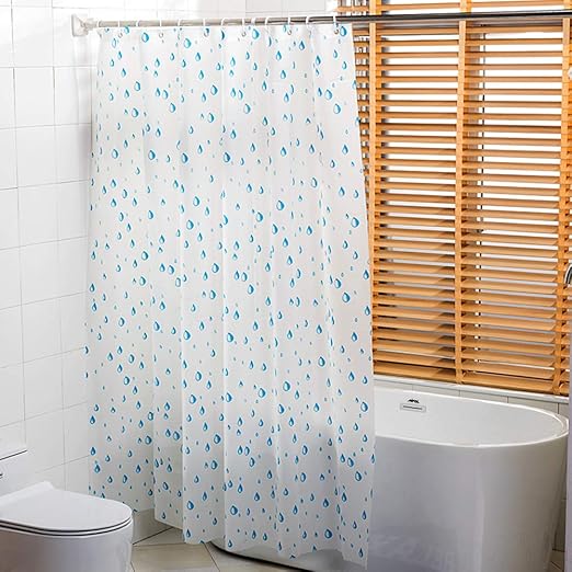 LITING Cortina de ducha PEVA Patrón de gota de agua Impermeable y a prueba de moho Tela de