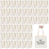 Amylove 24 Pcs Mini Tote Bag Sublimation Blank Canvas Tote Bags Reusable Grocery Luggage DIY Sack Goody for Party Even (8.5 x 8 Inch,Natural Color)