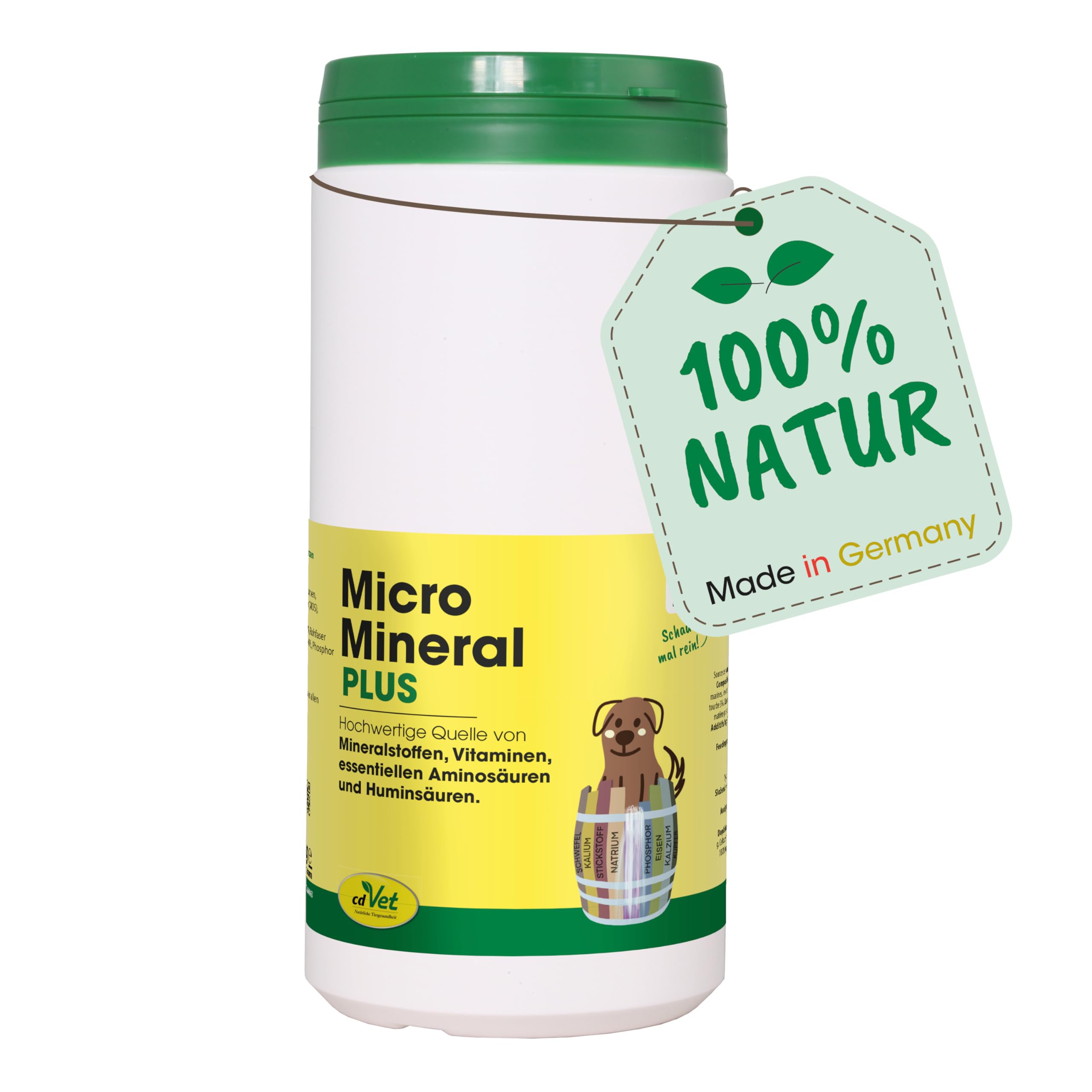 cdVet Naturprodukte MicroMineral plus Hund & Katze 1 kg - extra zinc and selenium - vitamin, mineral and trace element donor - stomach acid binder - pollutant binder - gastrointestinal regulation -
