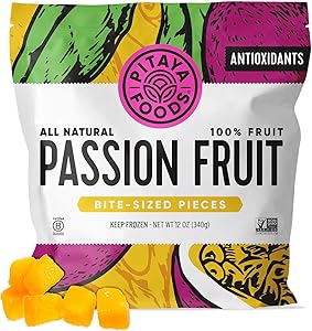 Pitaya Foods - Frozen Organic Passion Fruit Bite-Sized Pieces, Pre-Packaged Frozen Fruit, No Added Sugar or Preservatives, Go