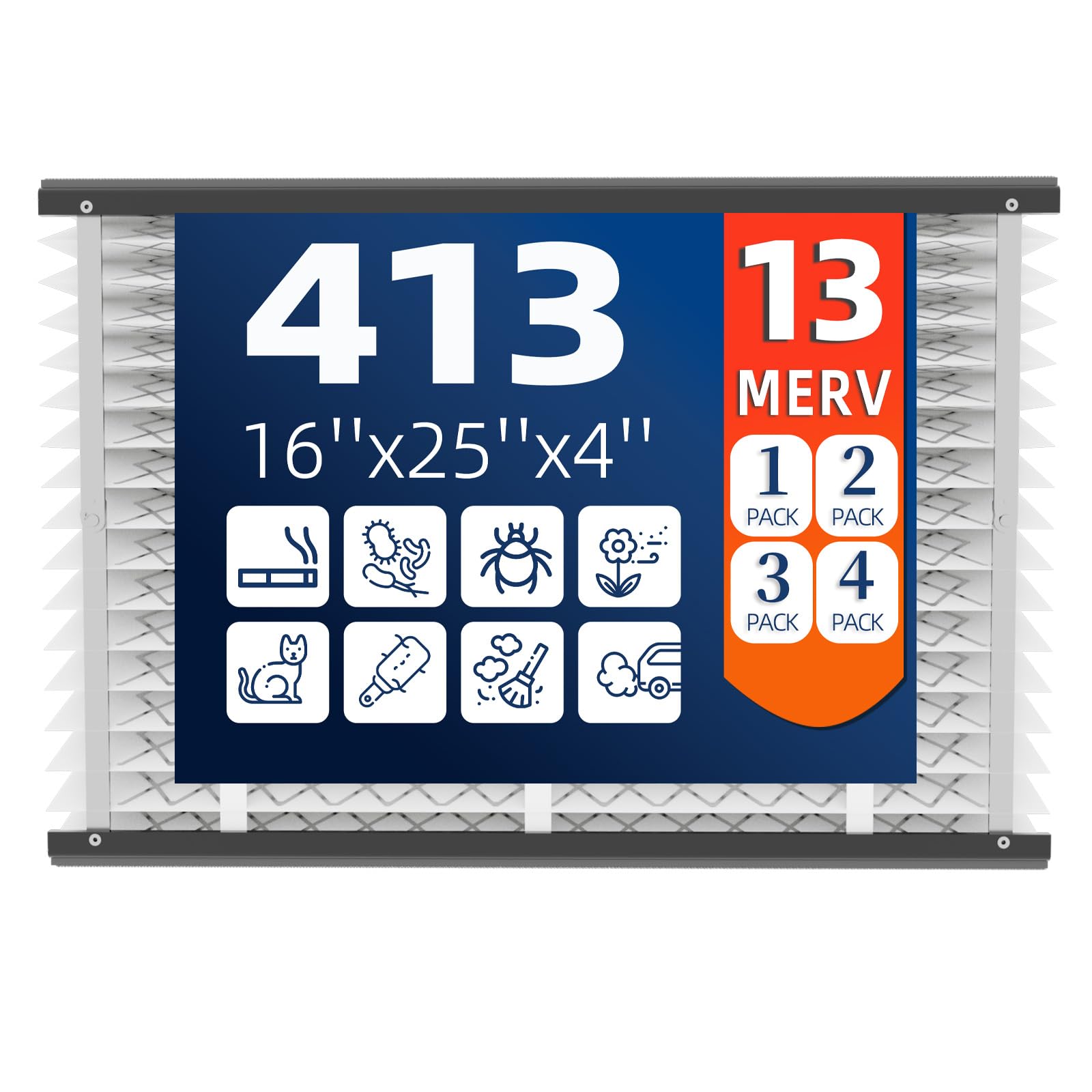 Photo 1 of 2 Pack 413 Replacement Air Filter, MERV 13,Actual Size: 16"x28"x4", Nominal Size: 16x25x4, HVAC Furnace Filter, Compatible with AprilAire Models 4400, 3413, 2416, 2413, 1610, 1413