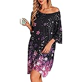 Ekouaer Plus Size Nightgowns for Women Oversized Sleep Shirt Short Sleeve Nightshirt T-Shirt Dress Sleepwear S-5XL