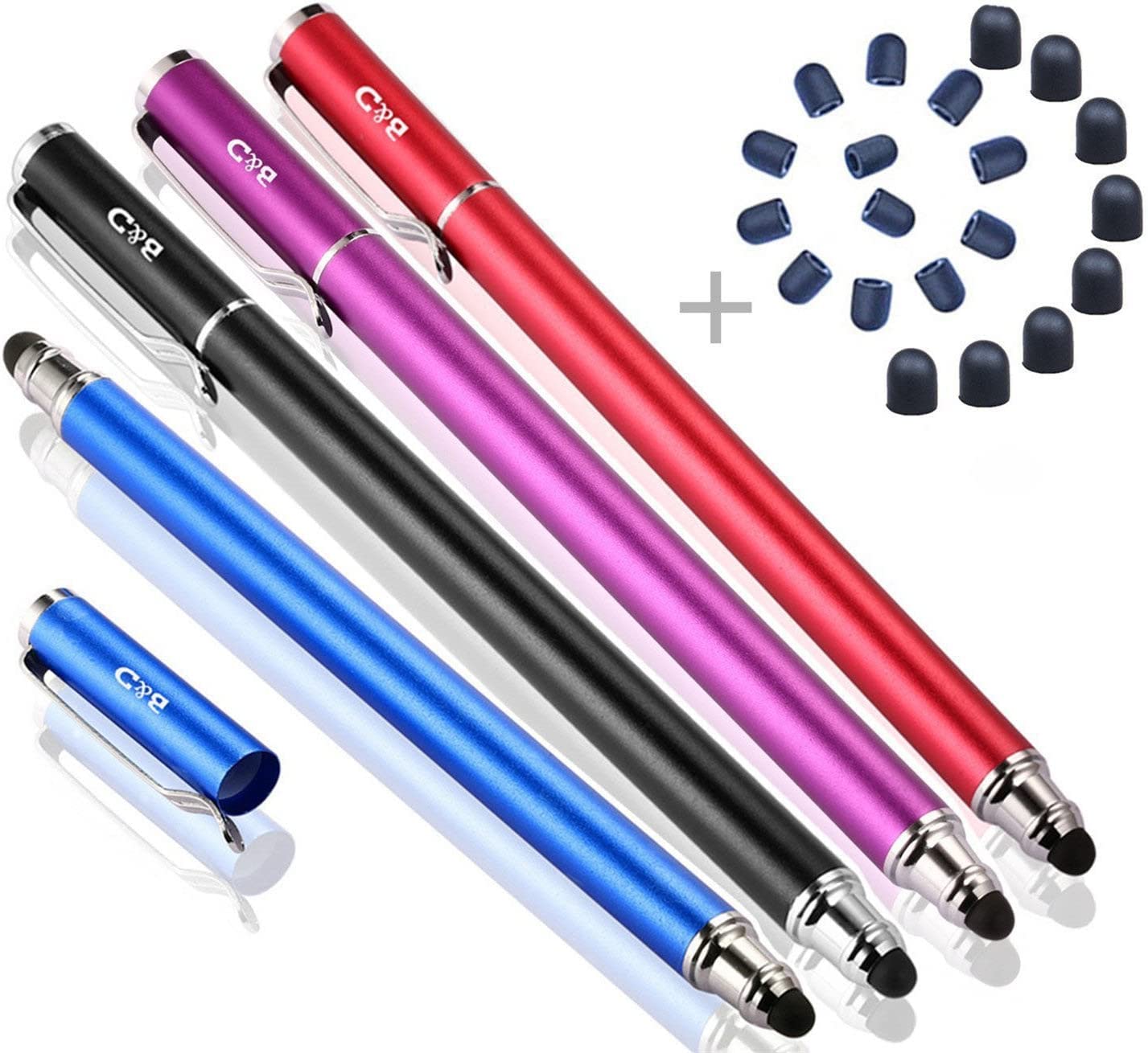 Bargains Depot B&D Universal Capacitive Stylus Pen 2-in-1 Styli Touch Screen Pen for iPad,iPhone,iPod,Tablet,Galaxy, LG&HTC (Black+Blue+Purple+Red)