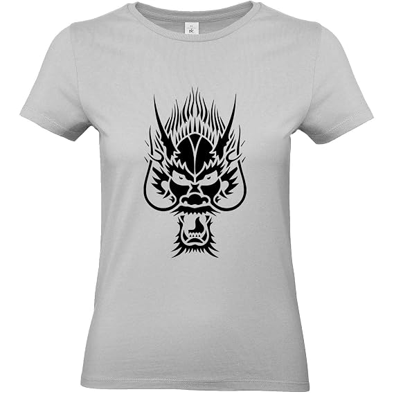 Kreamode T Shirt Femme Tattoo Tribal Dragon Tatouage Chine