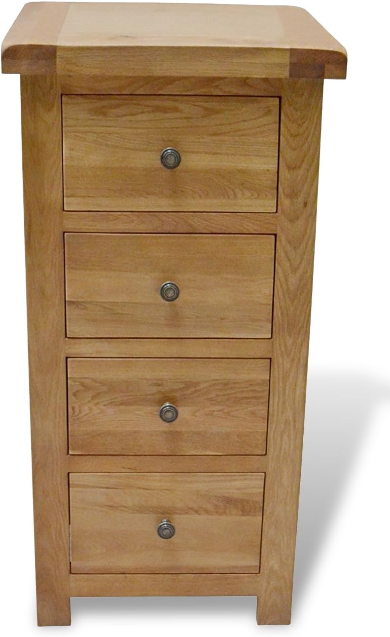 Canton Oak Chest Of Drawers Solid Hardwood 4 Drawer Tallboy With