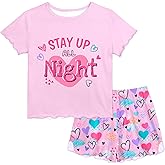 Play Tailor Girls Pajamas for Toddler Ruffled Kids Pajamas Set Short Sleeves Summer Pjs Sleepwear for Girl