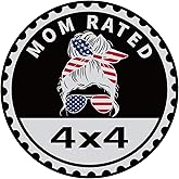 Mom Badge Rated Emblem, 4 x 4 Metal Automotive Badge, 3D Round Decals Compatible With Jeep Wrangler, Vehicles, Trucks, SUV