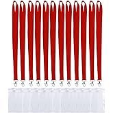 CANWELUX 12-Pack Red Lanyard with ID Holder - Durable Neck Strap for Work Badges, School ID, Cruise Cards, Office & Events (Red, 12 Pack)
