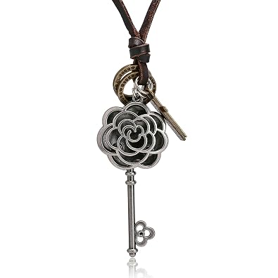 Amdxd Bijoux Messieurs Collier Pendentif En Cuir Rose Fleur