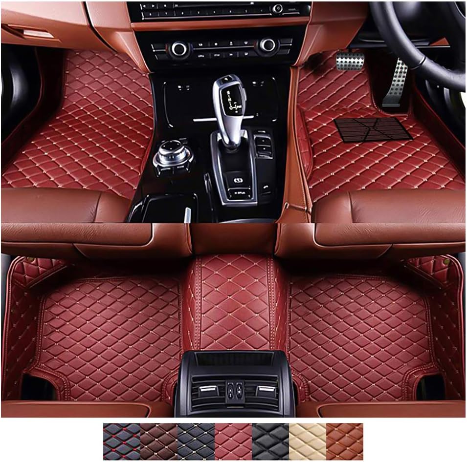 Zmkar Custom Made Car Floor Mats Fit for VW Touareg 2011-2018 All Weather Car Floor Liner Artificial Leather Carpets Non-slip Car Floor Liner 3D Mats Carpets (wine red, right hand drive)