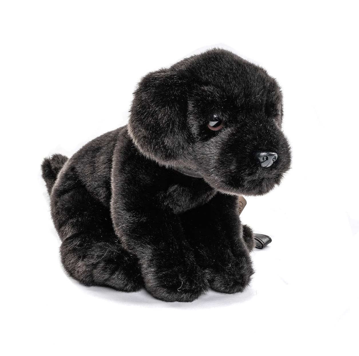 Uni-Toys - Labrador puppy (black), with lead, 23 cm (height), plush dog, pet, plush toy, cuddly toy