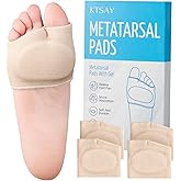 KTSAY 2 Pairs Metatarsal Pads with Gel Pad for Women and Men, Foot Pads for Ball Pain Relief, Morton's Neuroma, Metatarsalgia Support(Beige,Medium)
