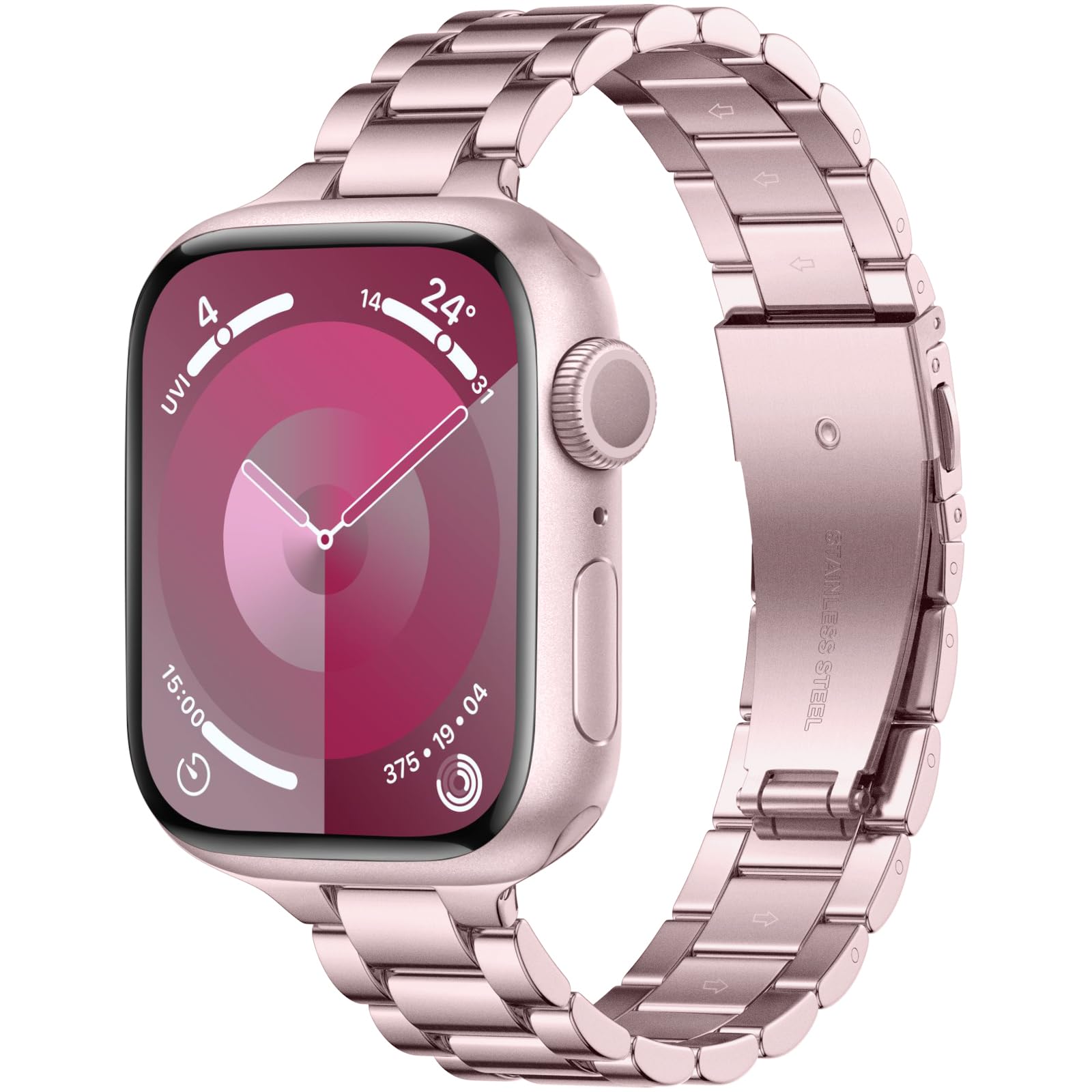 Wepro Straps Compatible with Apple Watch Strap 40mm 38mm 41mm 42mm for Women/Men, Stainless Steel Slim Replacement Metal Apple Watch Series 11 10 9 8 7 6 5 4 3 2 1/SE 3 Strap/SE2/SE/Ultra, Pink