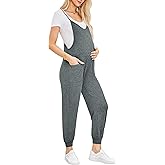 FABRACK Women's Maternity Jumpsuits Loose Adjustable Spaghetti Strap Jogger Overalls Outfits Pregnancy Romper with Pockets