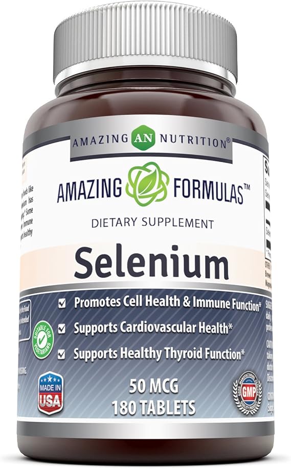 Amazing Nutrition Selenium * 50mcg Natural Selenium Yeast * 180 Tablets Per Bottle