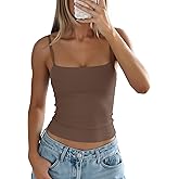 Darong Women's Tank Tops with Built-in Bra Spaghetti Straps Crop Tank Top Summer Y2K Going Out Sleeveless Cami Shirt