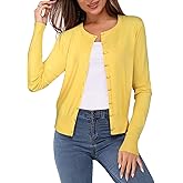 Newshows Women's Lightweight Button Down Cardigan Long Sleeve Casual Crew Neck Soft Knit Cardigans Sweater Tops