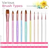 Nicpro 10Pcs Watercolor Brushes Set Cat Tongue Liner Dagger Wash with Holder view 6