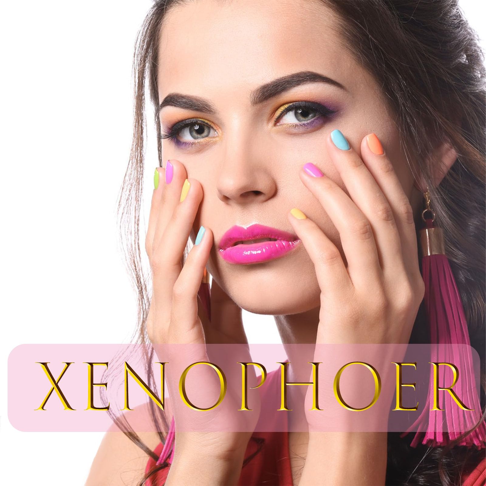 Chrome Press on Nails Short Square Fake Nails with Chrome Designs Glossy Glue on Nails Press ons Full Cover False Nails Acrylic Artificial Short Stick on Nails for Women 24 Pcs - Image 6