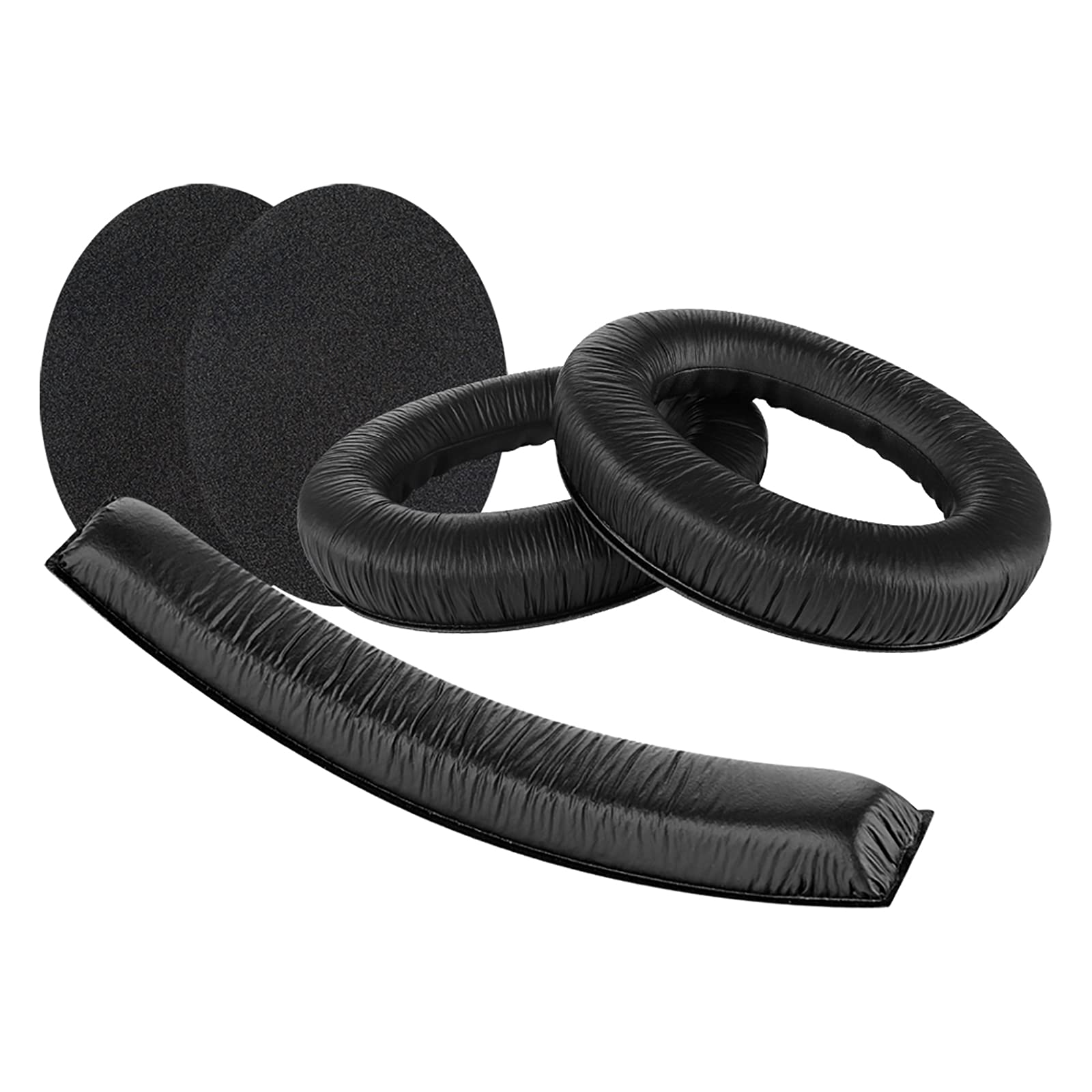 Geekria Leatherette Ear Pads and Headband Pad Set Compatible with Sennheiser HD 380/380 Pro, PC350, Game Zero Headphones, Repair Parts Suit (Black)