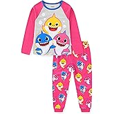 Nickelodeon Baby Shark Girls’ Long Sleeve Shirt and Jogger Set for Infant, Toddler and Little Kids – Pink/Grey