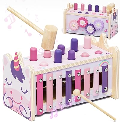 Lehoo Castle Montessori Toys for 1 Year Old Toddler Safe Wood Gift Set