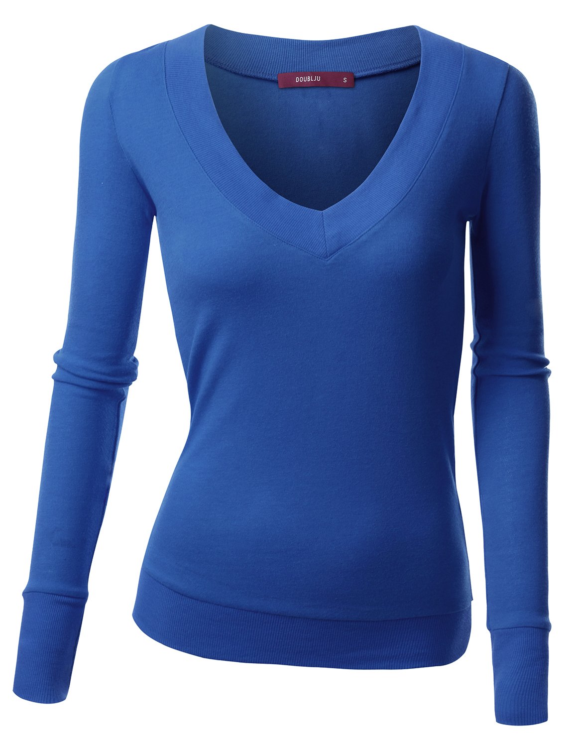 Doublju Slim Fit V Neck Thermal T Shirt Top Royalblue Desertcart