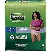 Depend Fresh Protection Disposable Underwear Female Waistband Style Small, 47915, Maximum, 38 Ct