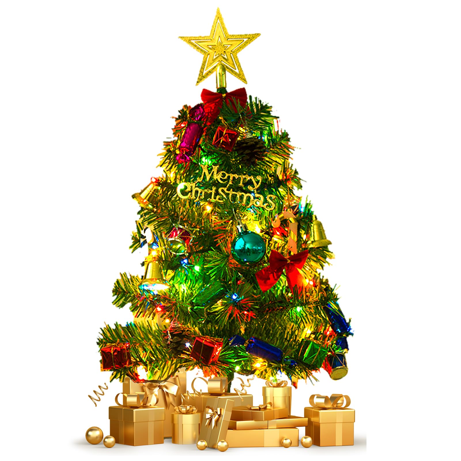 50 cm Small Christmas Tree With Lighting, Mini Table Tree, Artificial With Light for Decoration, DIY Table Decoration