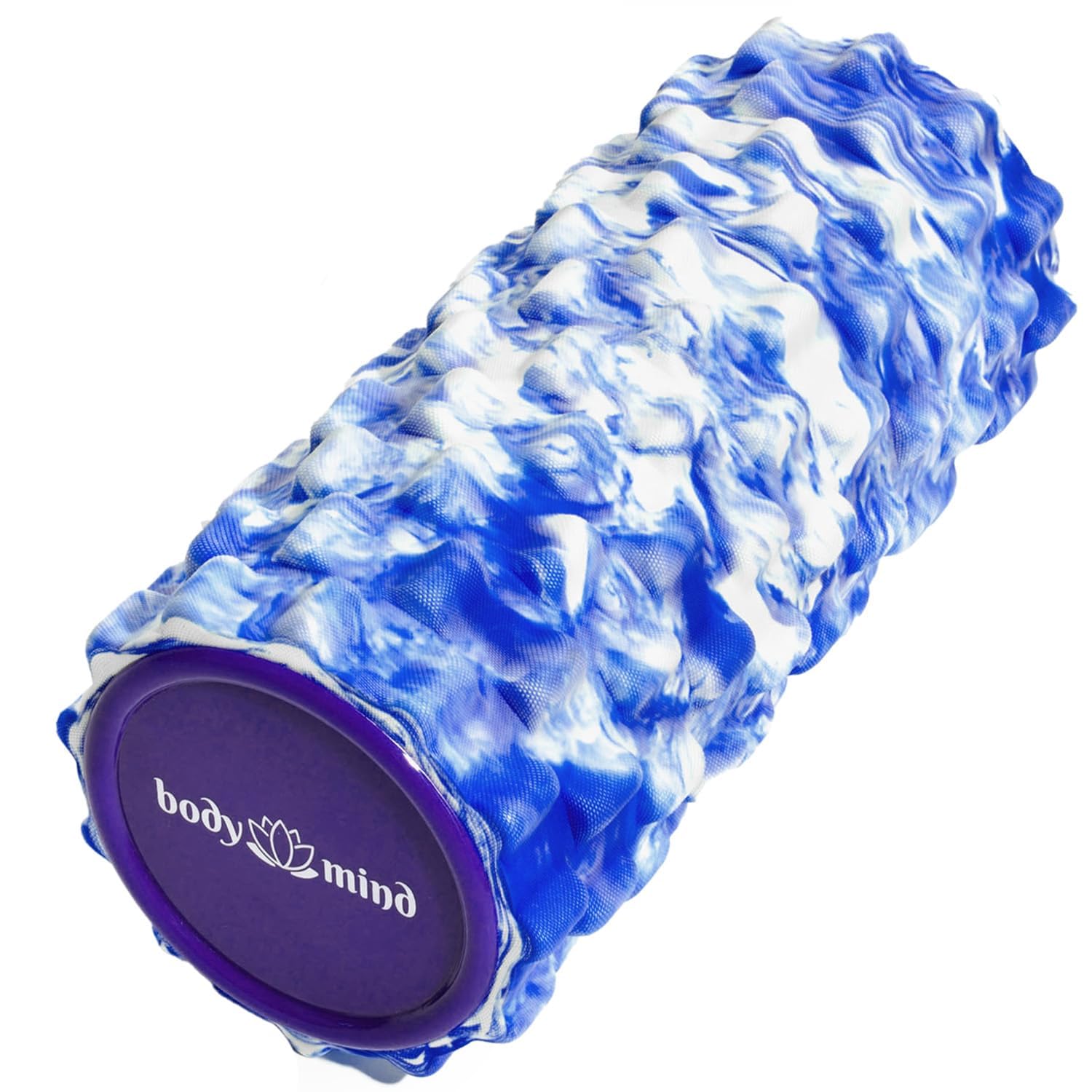 Body and Mind fascia roller, massage roller, fitness sport, therapy roller for effective massage and fascia training blue-white