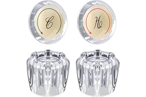 KOOTESDAY Sink Faucet Knobs 1 Pair for Delta/Delex/Peerless – Compatible with D-Type Valve Stem (e.g., RP25513 Cartridge) – Clear Acrylic Hot & Cold Faucet Handle Replacement Kit for Bathroom or Kitchen Sink