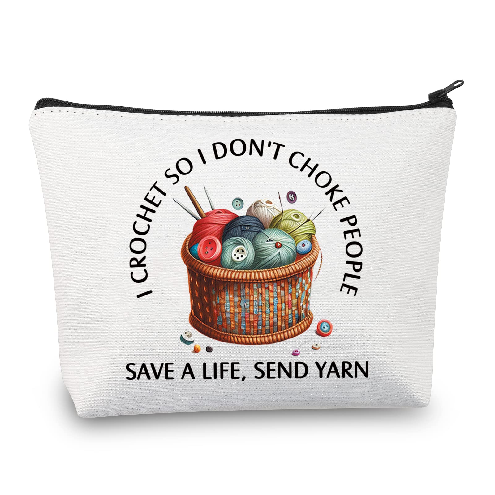 PLITI Crochet Gift for Crochet Lover Gift I Crochet So I Don't Choke People Save A Life Send Yarn Makeup Bag Knitting Gift (Crochet So YarnU) — image 1