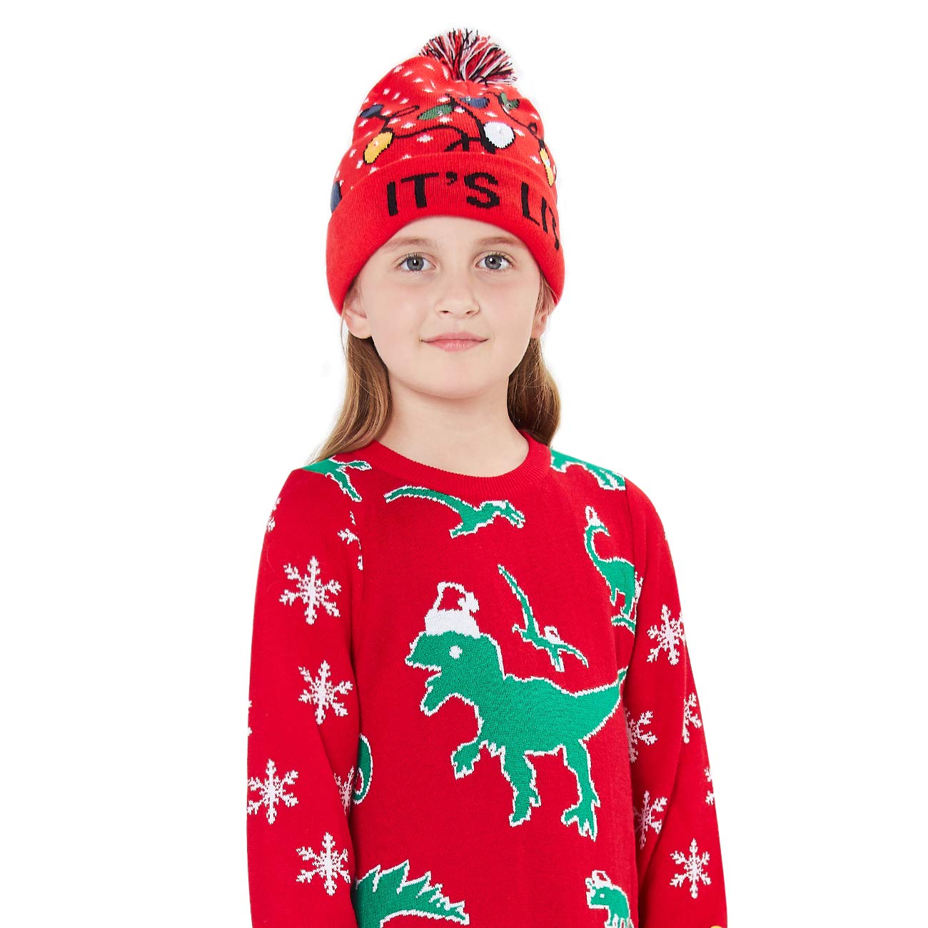 chicolife Unisexo Novedad Navideño Sombrero con Mini Bombilla Colorida Xmas Gorro Calentar Lana Gorro para Hombres Mujeres Niños Niñas Fiesta/Baile/Cumpleaños