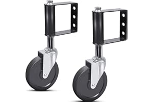 Ronlap Spring Loaded Gate Caster, Heavy Duty Ageing Resistance Rubber Gate Caster with Universal Mount Plate, 100 KG Capacity, 4 Inches, 2 Pack, Black