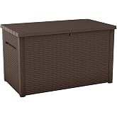 Keter Luma 230 Gallon Deck Box Storage | Extra Large, Lockable, Weather-Proof Resin, Soft-Close Lid, Rattan Design, Pool &amp; Garden Storage