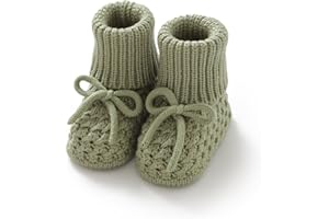 Wugugu Newborn Shoes Knitted Baby Booties Hand Crochet Knit Infant Boys Girls First Walkers Soft Crib Sock Boots