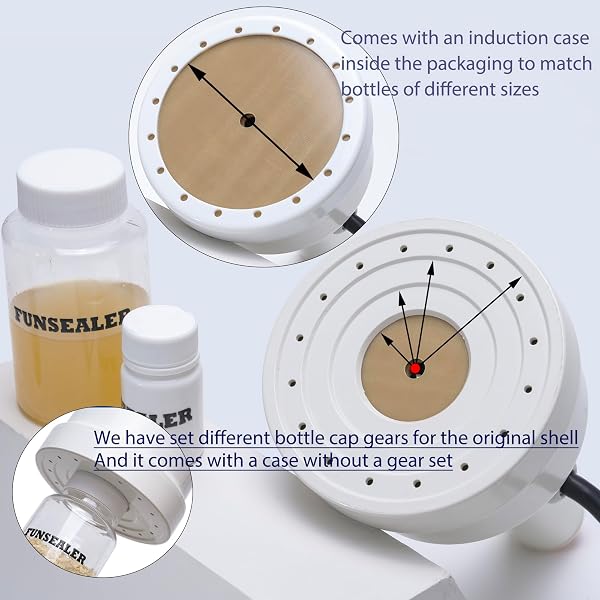 FUNSEALER INDUCTION HEAT SEALER, BOTTLE CAP SEALING MACHINE FOR PLASTIC GLASS BOTTLE CAP 110V