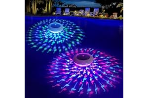 Goallim Solar Floating Pool Lights Flamingo Dynamic Lighting Effect, RGB Color Changing Auto Glow Flamingo Pool Lights That Float, IP68 Waterproof Hangable Floating Lights for Pool Party Decor - 2PCS