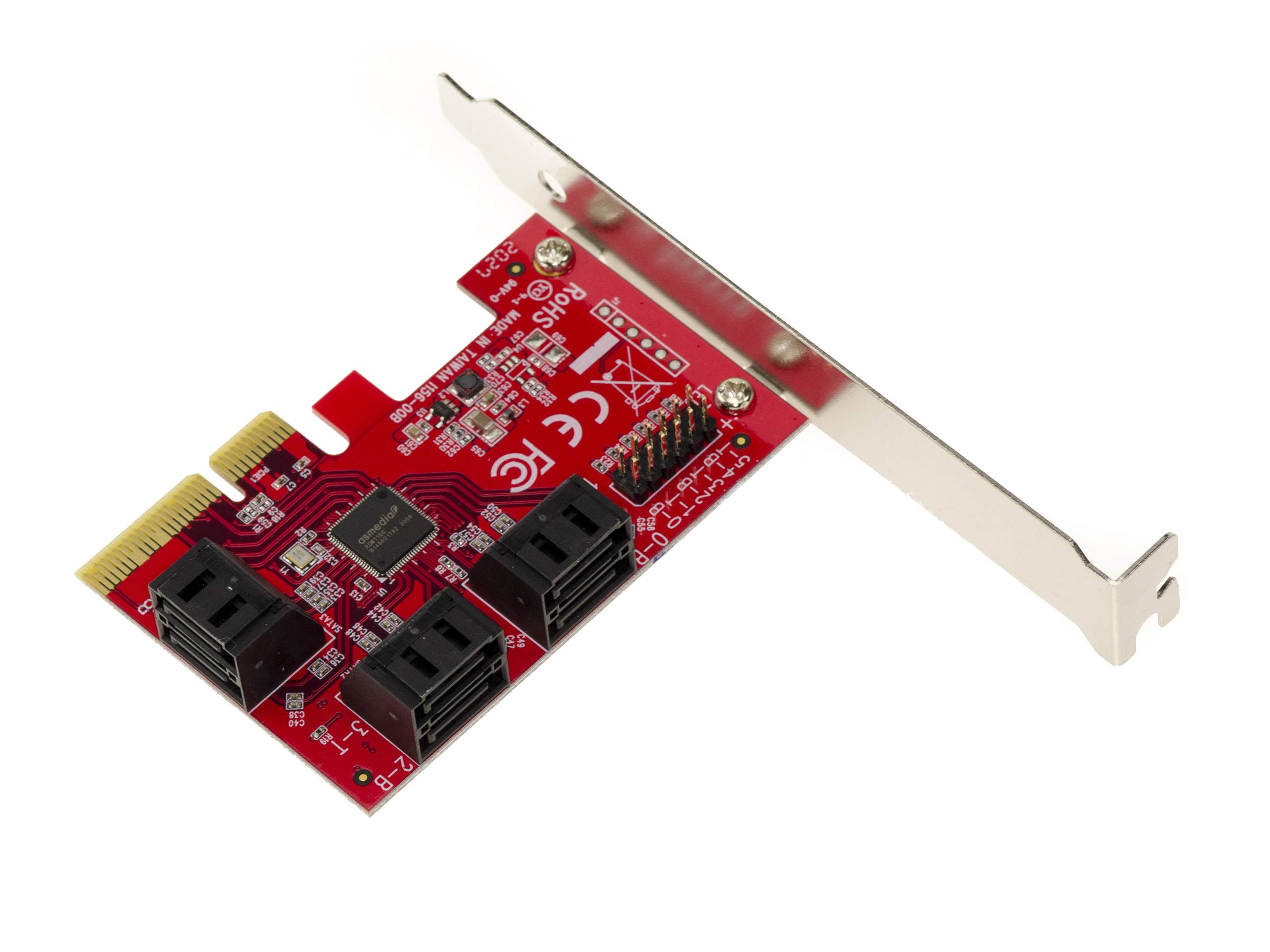 KALEA-INFORMATIQUE PCI Express PCIe 3.0 4x SATA 3.0 6 PORTS card. Multiplier Port support for up to 30 hard drives. UEFI support. ASM1166 chipset