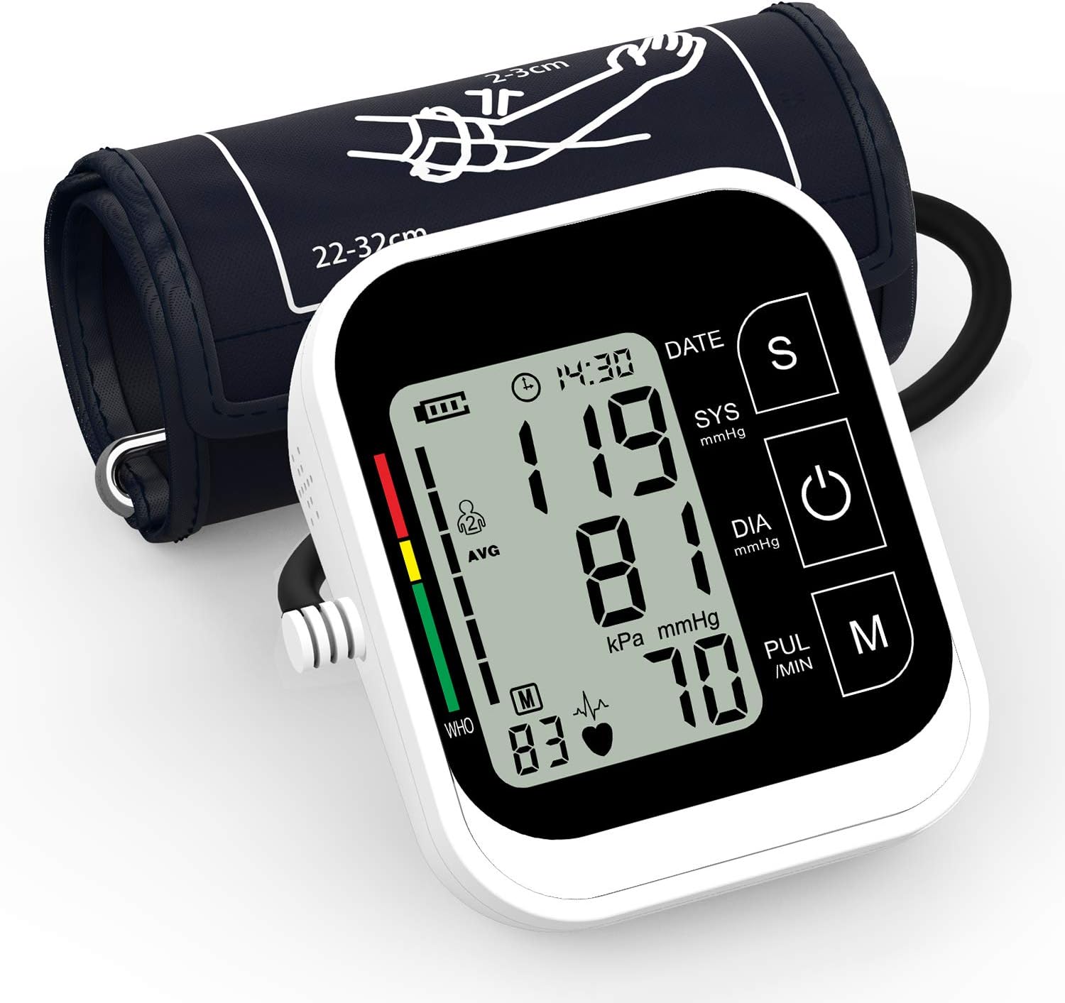 Blood Pressure Monitor, AUCEE Home Use Digital Automatic Upper Arm Measure Blood Pressure and Heart Rate Pulse with Wide-Range Cuff, Large 3.5'' LCD Screen, 2 x 99 Memories