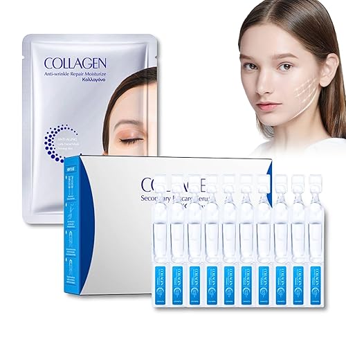 Korean Skincare Set，Collagen Serum for Face & Glass Skin Collagen Mask，Anti Wrinkle & Hydrating，with Hyaluronic Acid & Vitamin E，Korean Face Mask & Serum set for Women, Pamper Gifts