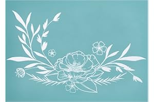 OLYCRAFT 11x8.6 Inch Self-Adhesive Silk Screen Printing Stencil Reusable Pattern Stencils Flower & Plant for Painting on Wood Fabric T-Shirt Wall and Home Decorations